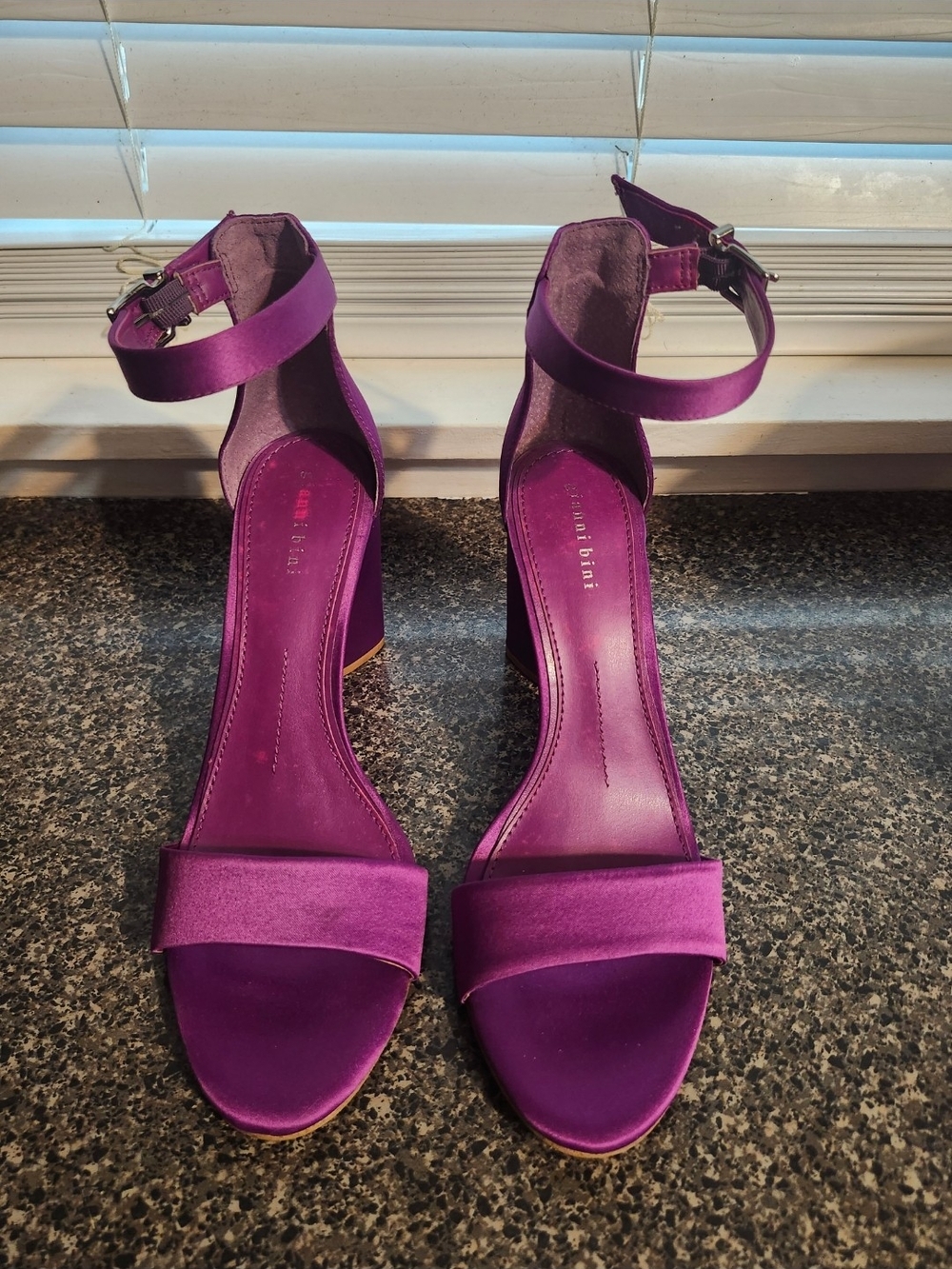 Gianni Bini Violet Purple Ankle-Strap Block Heel Sandals